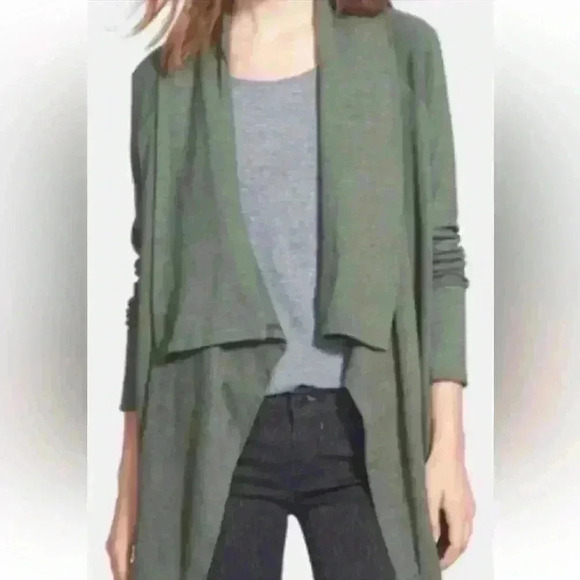 Splendid Open Front Cardigan Cotton Blend Soft Heather Green Womens Size Medium - Picture 2 of 9
